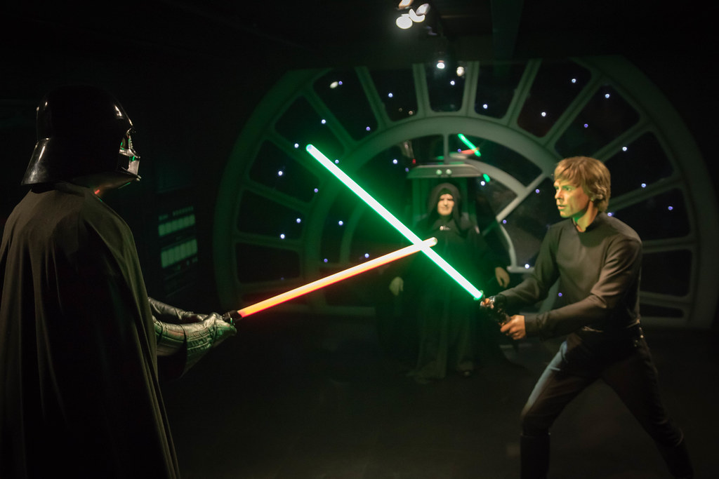 Mark Hamill as Luke Skywalker with Ian McDiarmid as the Emperor Darth Sidious and Darth Vader