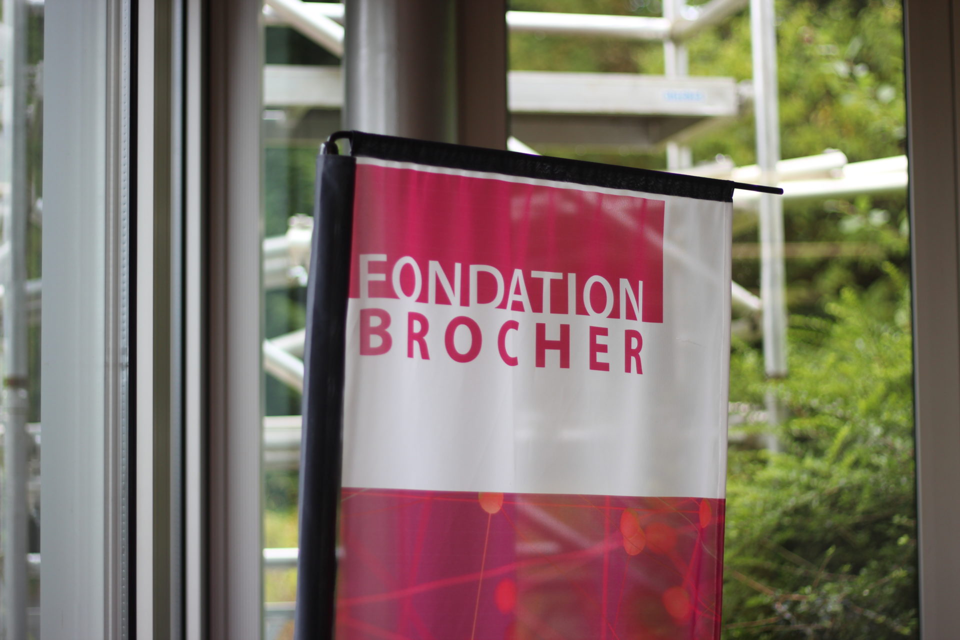 A free-standing banner of the Fondation Brocher logo.